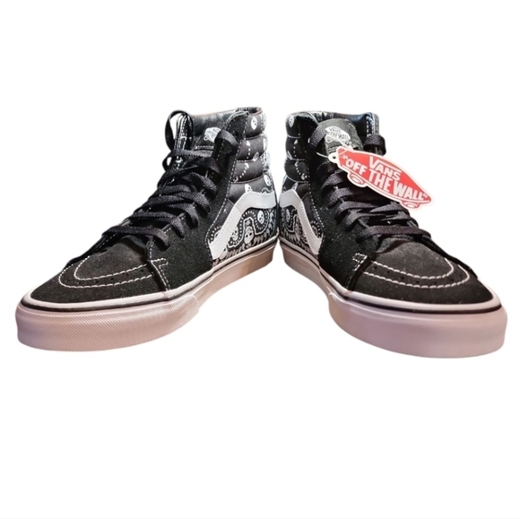 NWT VANS SK8-HI Bandana Black Suede Canvas Skate Shoes Men's Size 9.5 Women's 11 - Picture 9 of 14